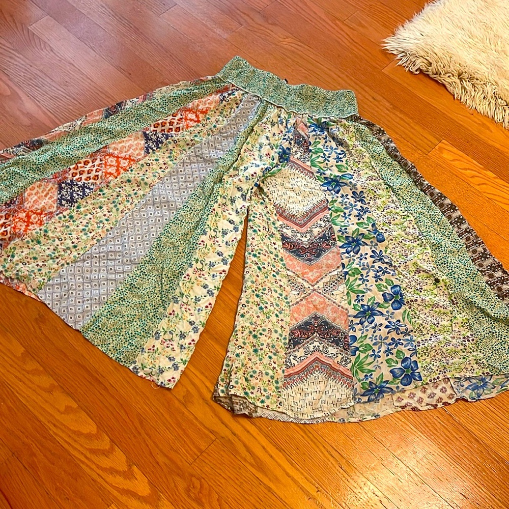 Boho wide leg patchwork pants